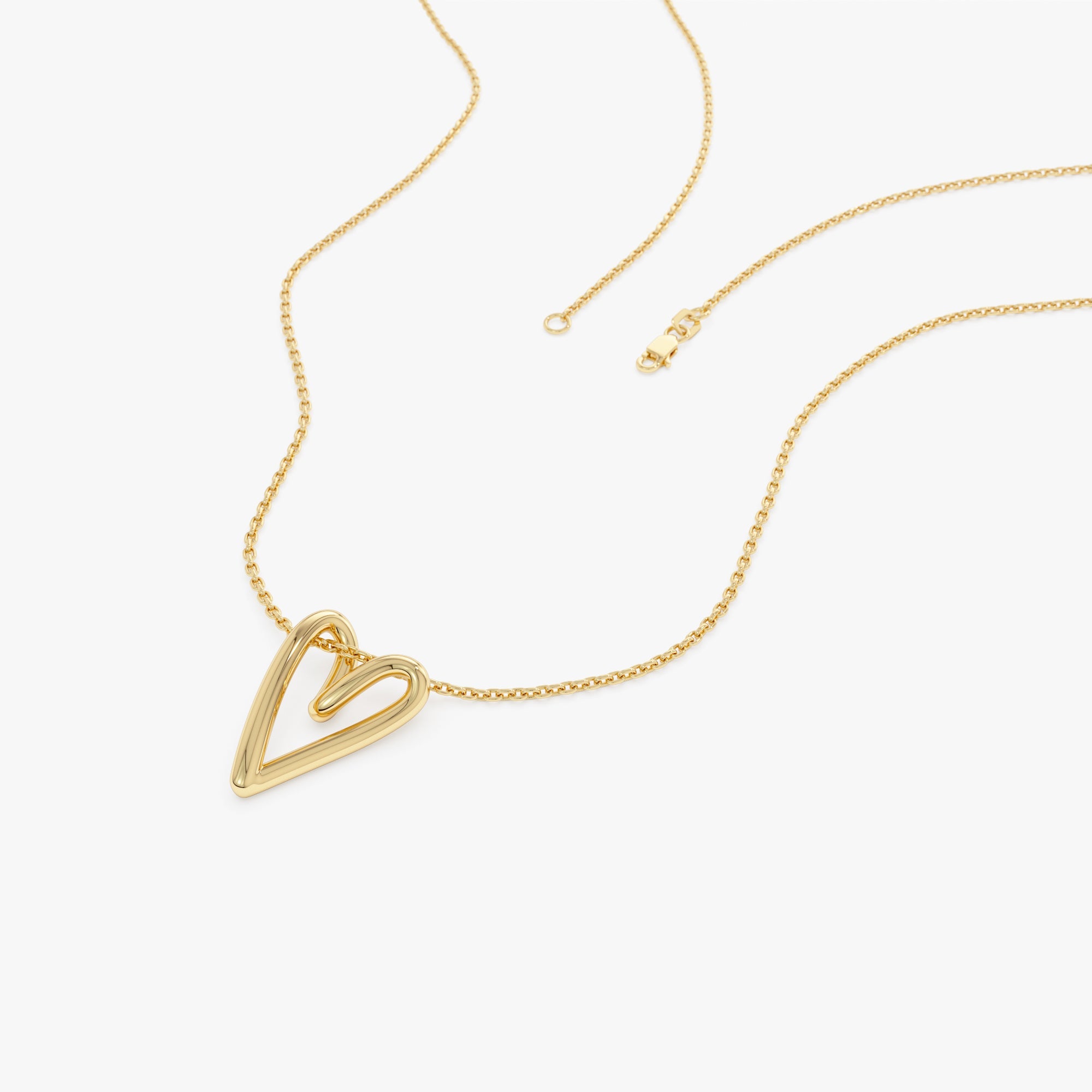 OBFJ0518 - 14K Gold Abstract Open Heart Pendant Necklace 9
