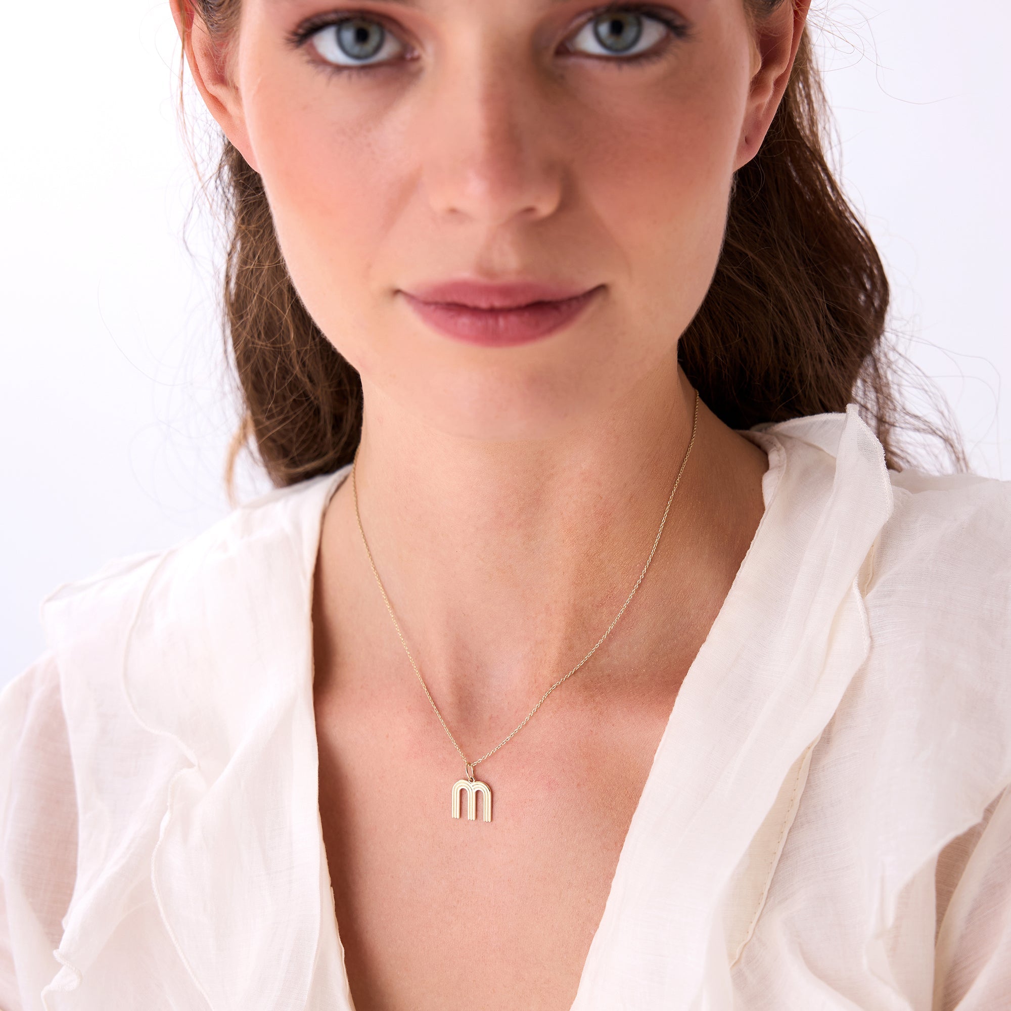 OBFJ0511 - 14K Triple Line Initial Necklace 4