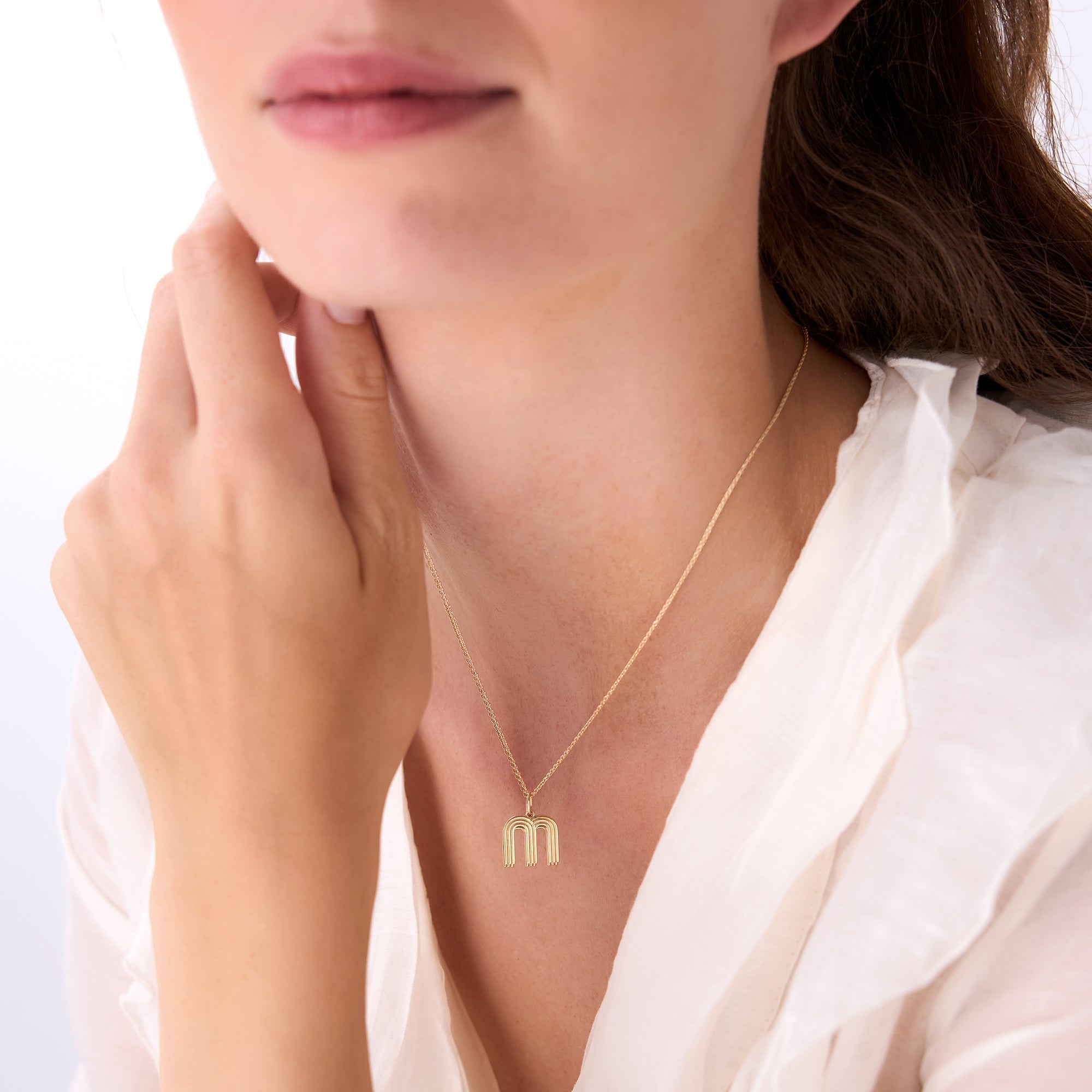 OBFJ0511 - 14K Triple Line Initial Necklace 6