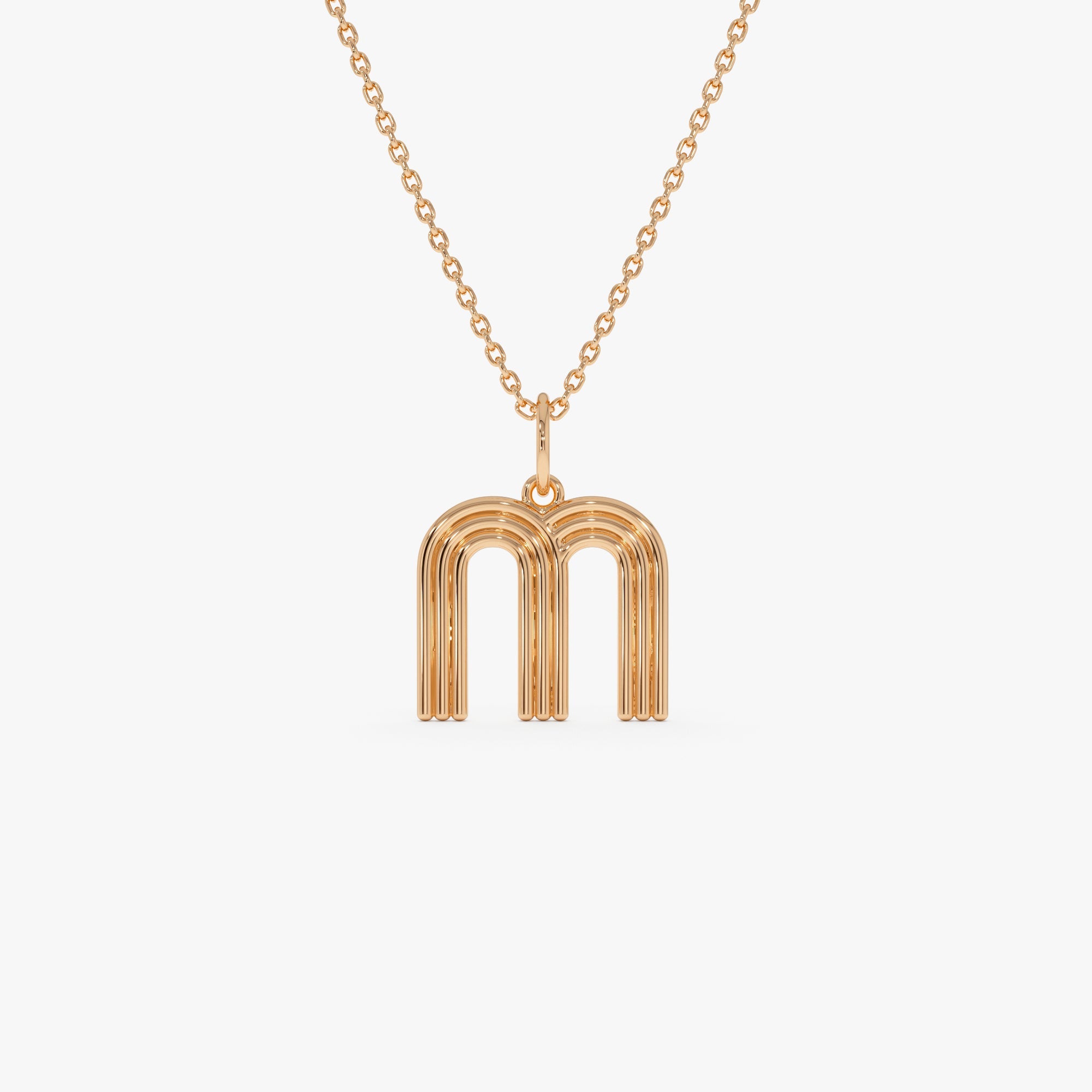 OBFJ0511 - 14K Triple Line Initial Necklace 7