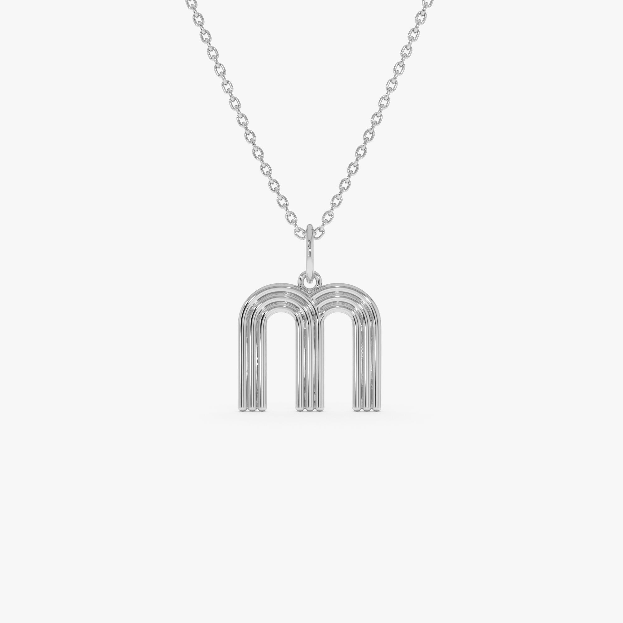OBFJ0511 - 14K Triple Line Initial Necklace 8