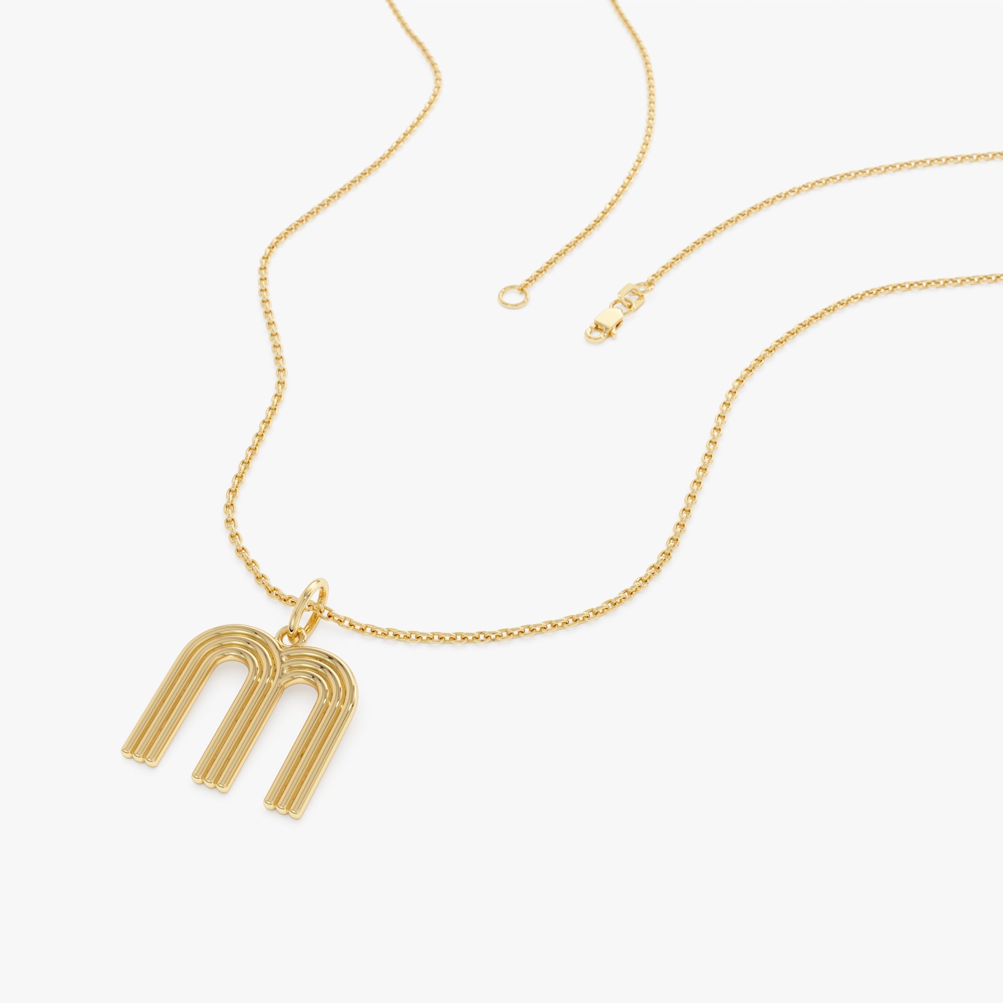 OBFJ0511 - 14K Triple Line Initial Necklace 9