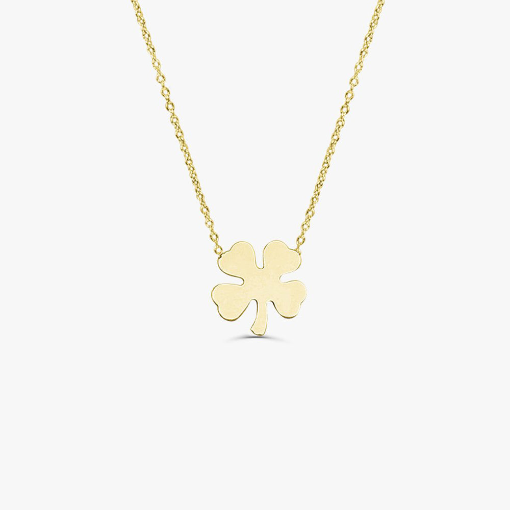 OBFJ1606 - 14K Four Leaf Clover Charm Necklace 1