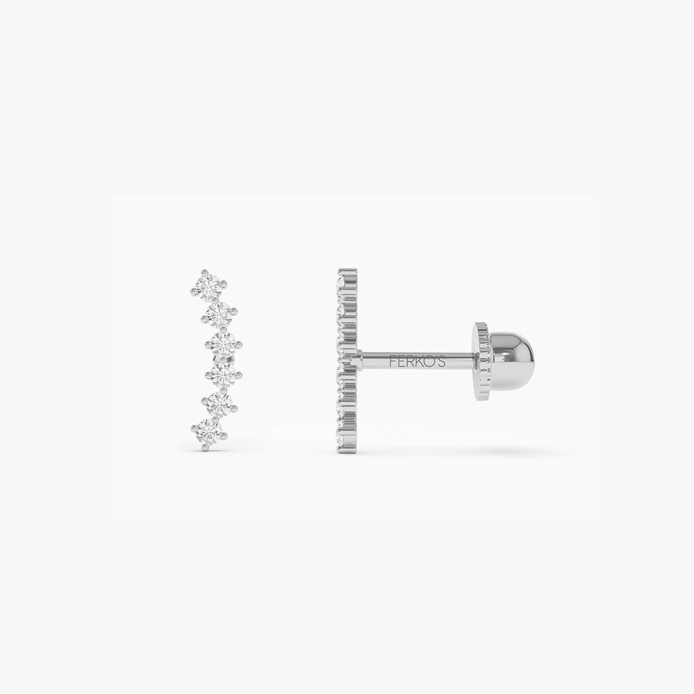OBFJ2205 - Curved Diamond Cluster Helix Piercing earrings in selectable metal and diamond options - Roselle Jewelry view 4