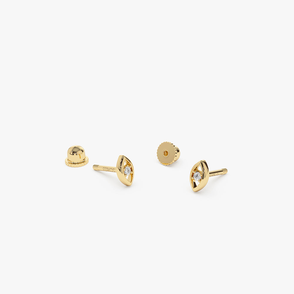 OBFJ2204 - Diamond Evil Eye Helix Piercing earrings in selectable metal and diamond options - Roselle Jewelry view 5