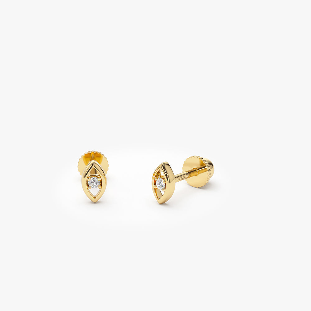 OBFJ2204 - Diamond Evil Eye Helix Piercing earrings in selectable metal and diamond options - Roselle Jewelry view 6
