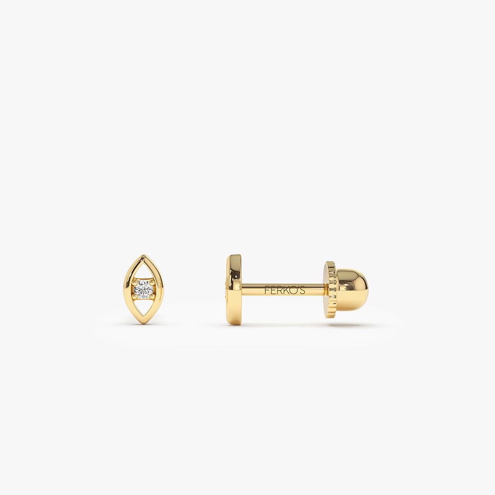 OBFJ2204 - Diamond Evil Eye Helix Piercing earrings in selectable metal and diamond options - Roselle Jewelry view 1