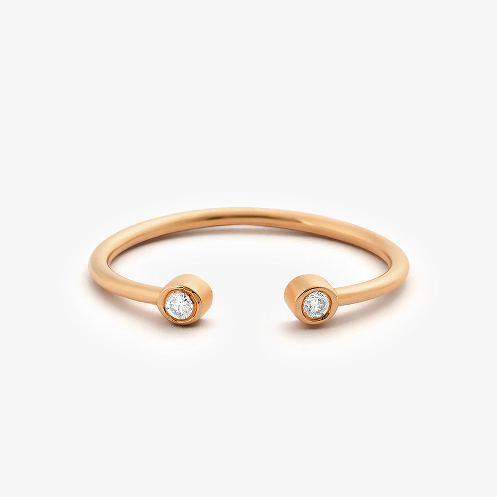OBFJ1594 - 14K Double Bezel Set Open Diamond Ring 4