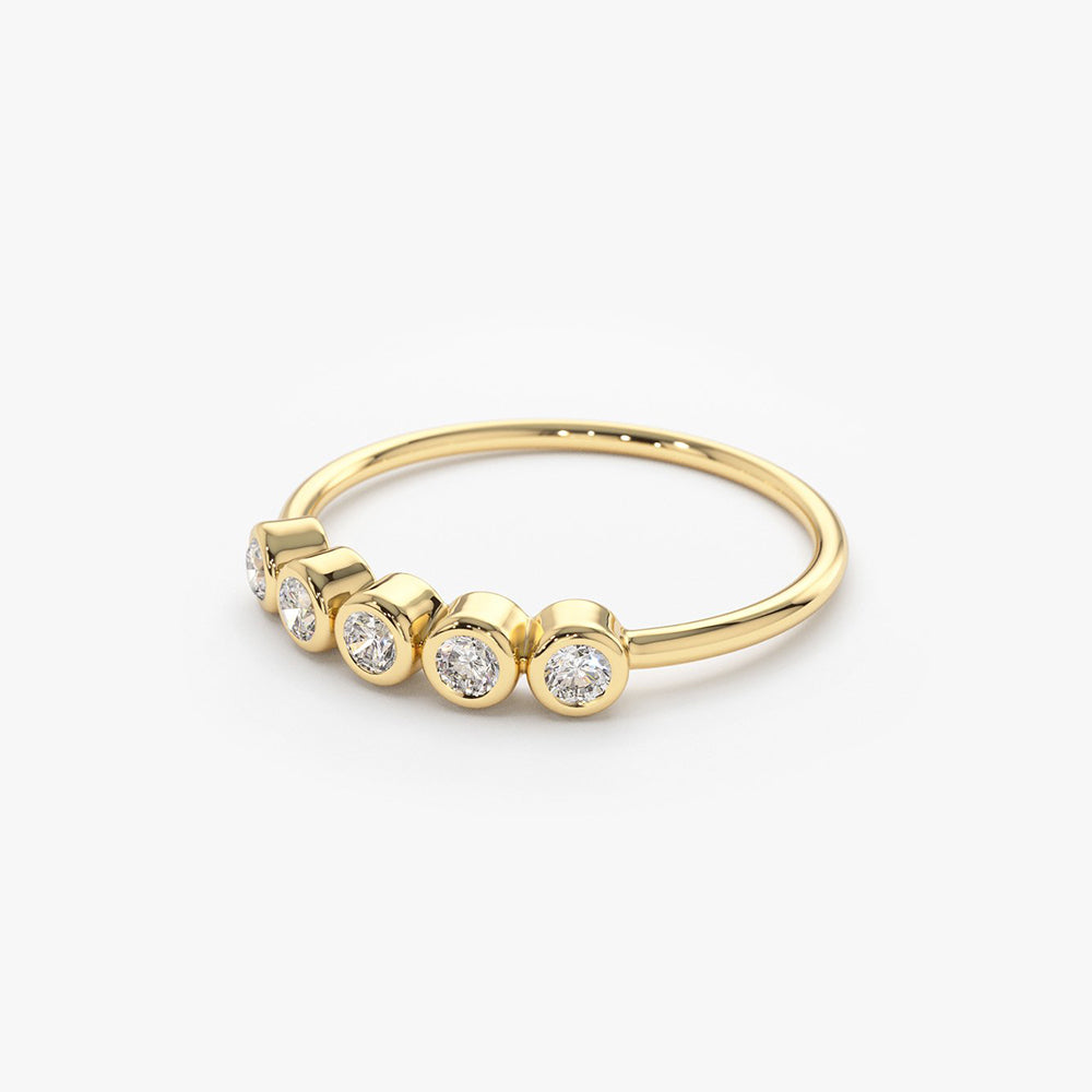 OBFJ1574 - 14K Gold Bezel Set Diamond Wedding Band 6