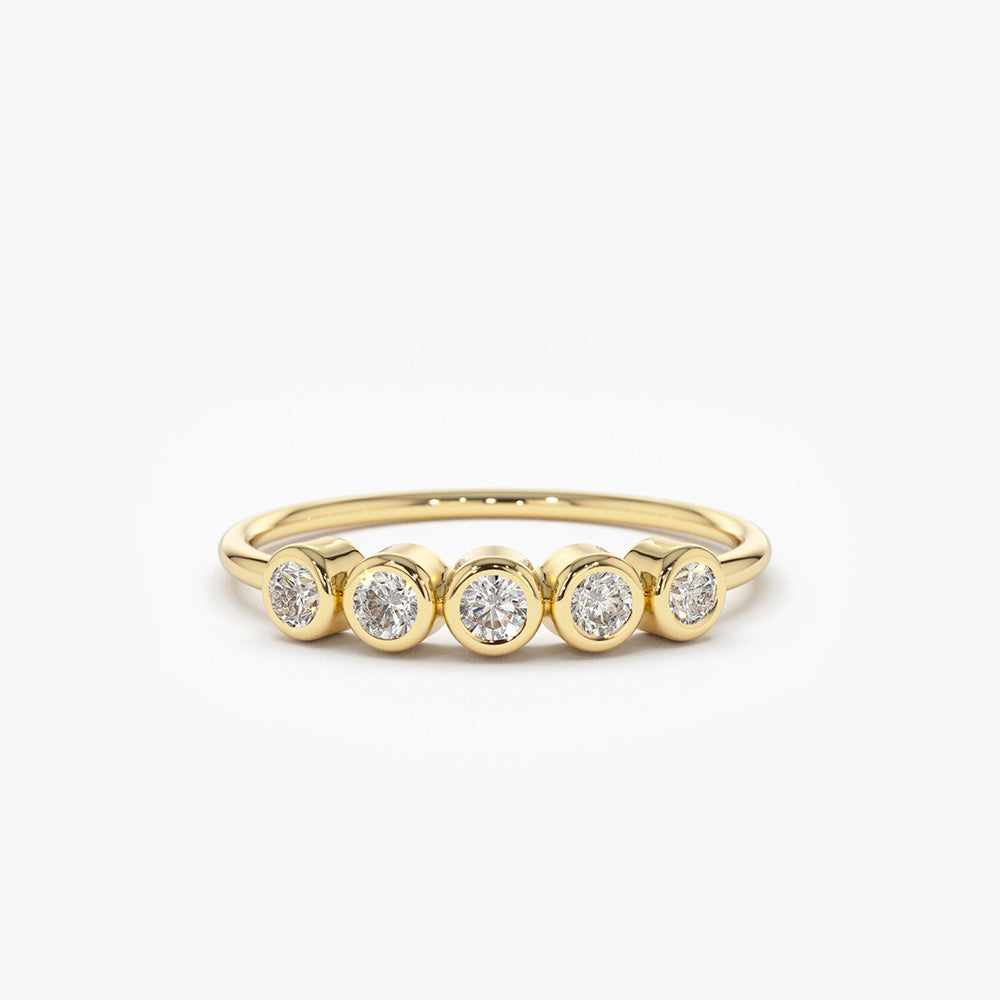 OBFJ1574 - 14K Gold Bezel Set Diamond Wedding Band 1