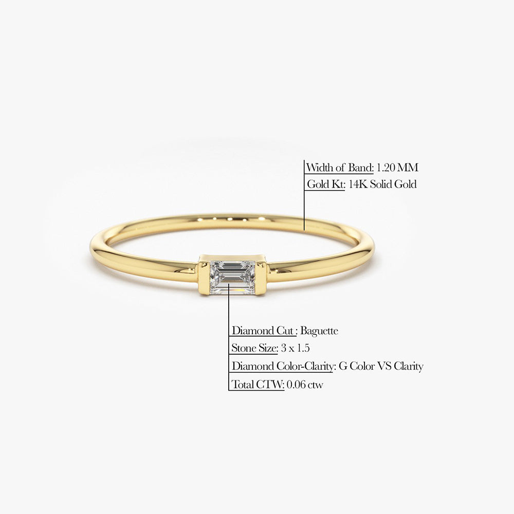 OBFJ1566 - 14K Single Baguette Solitaire Diamond Ring 4