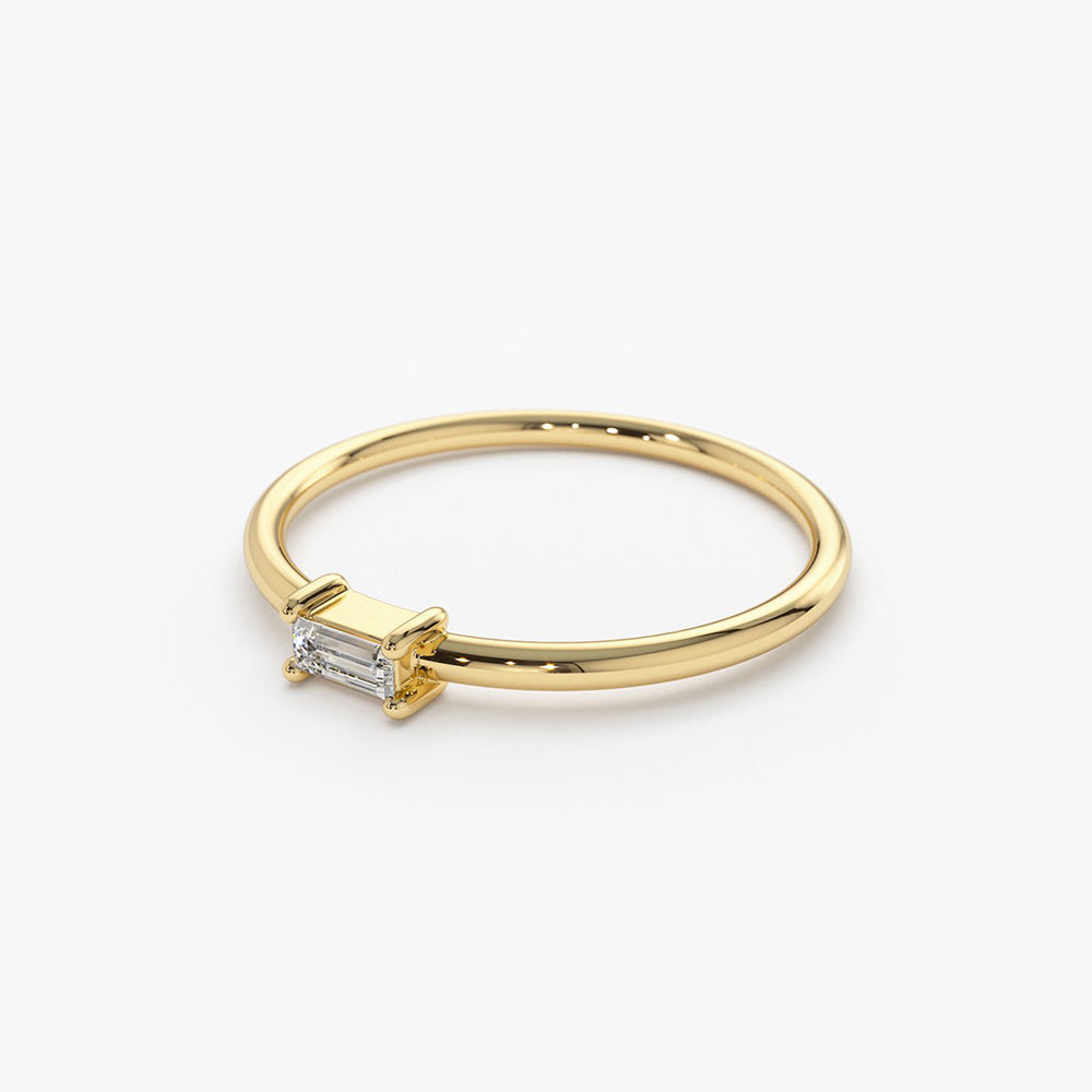 OBFJ1837 - 14K Gold Single Baguette Diamond Ring 5