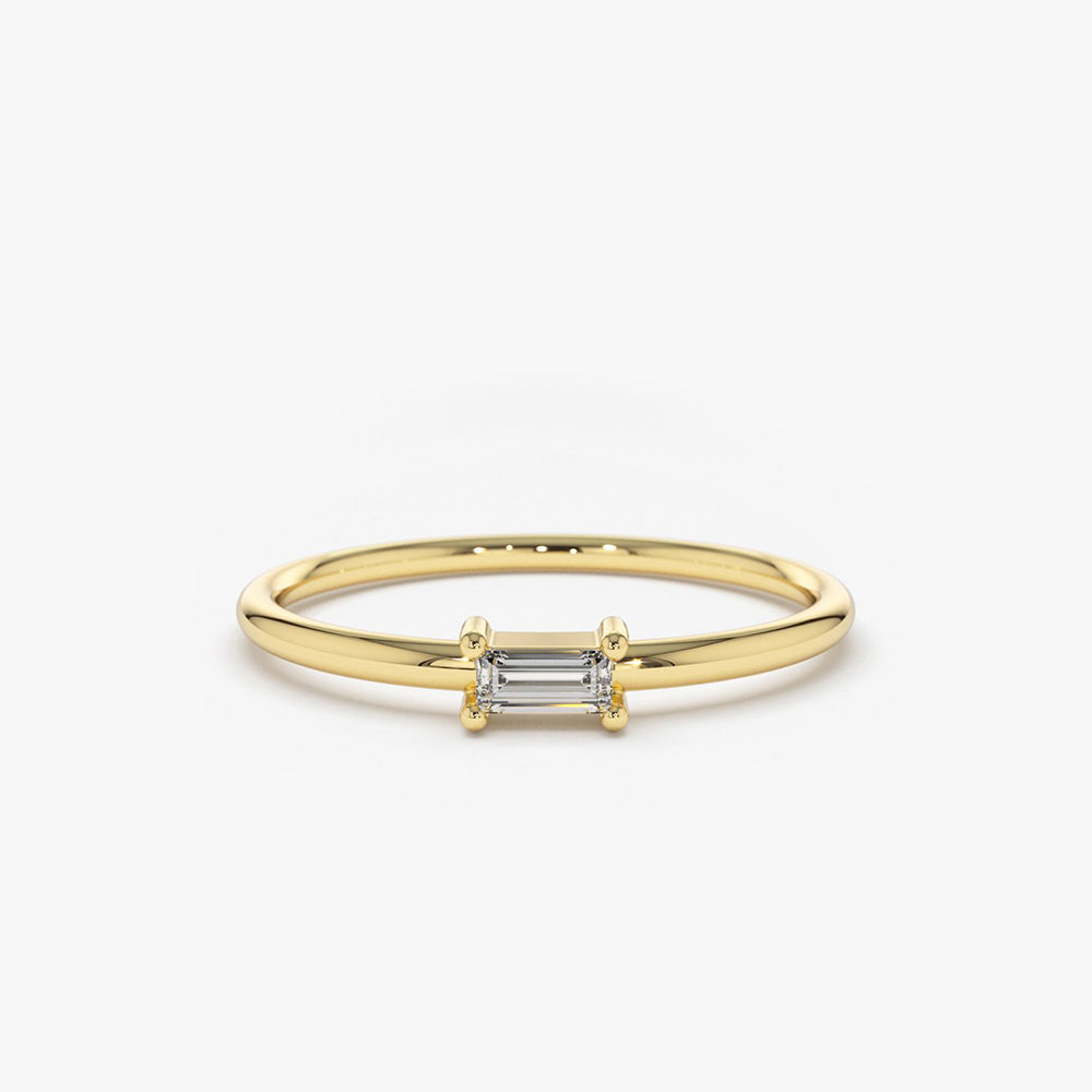 OBFJ1837 - 14K Gold Single Baguette Diamond Ring 1