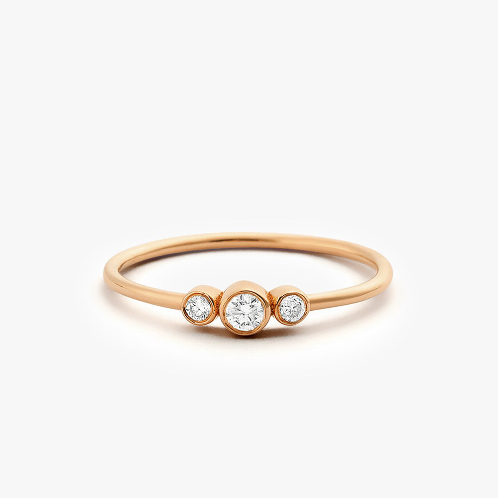 OBFJ1604 - 14K Three Stone Diamond Ring 4