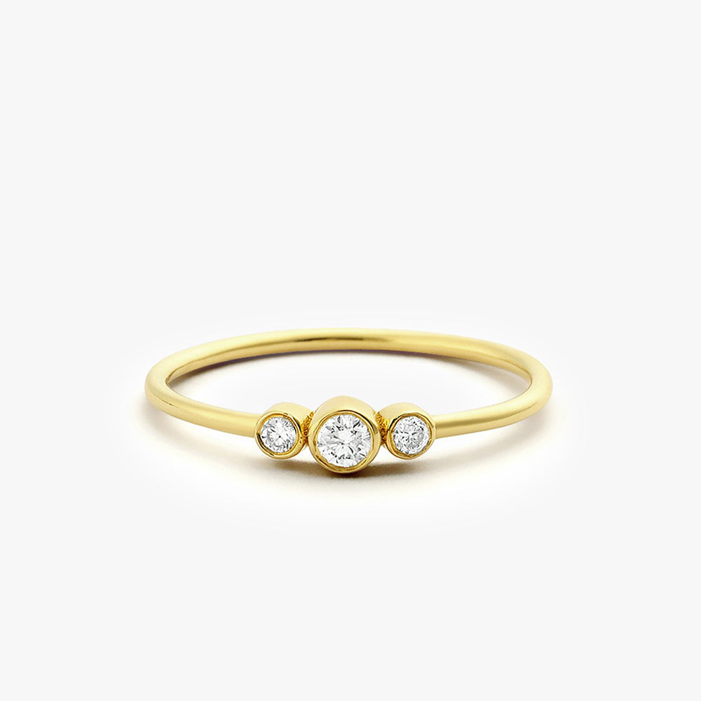 OBFJ1604 - 14K Three Stone Diamond Ring 1