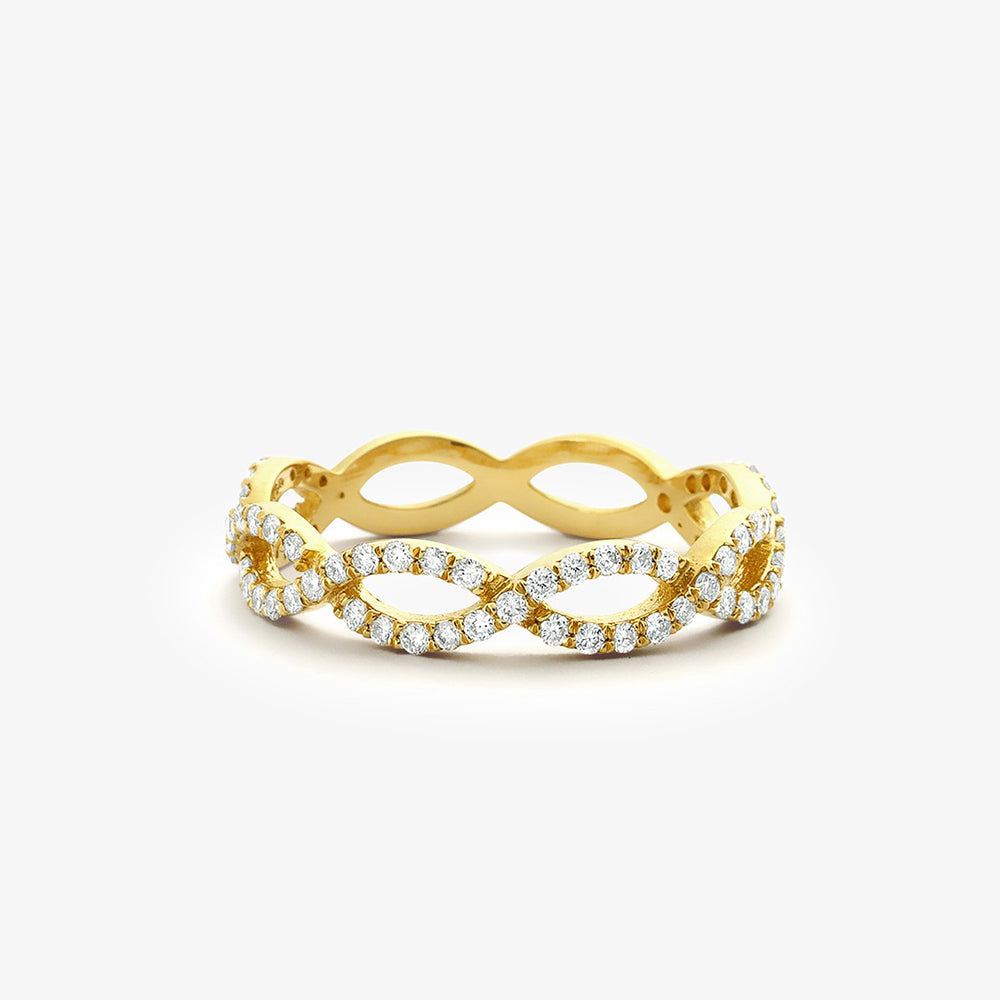 OBFJ1580 - 14K Gold Micro Pave Set Diamond Infinity Ring 1
