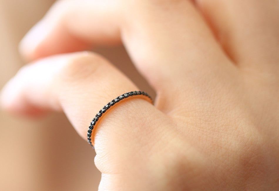 OBFJ1587 - 14K Gold Black Diamond Eternity Band 6
