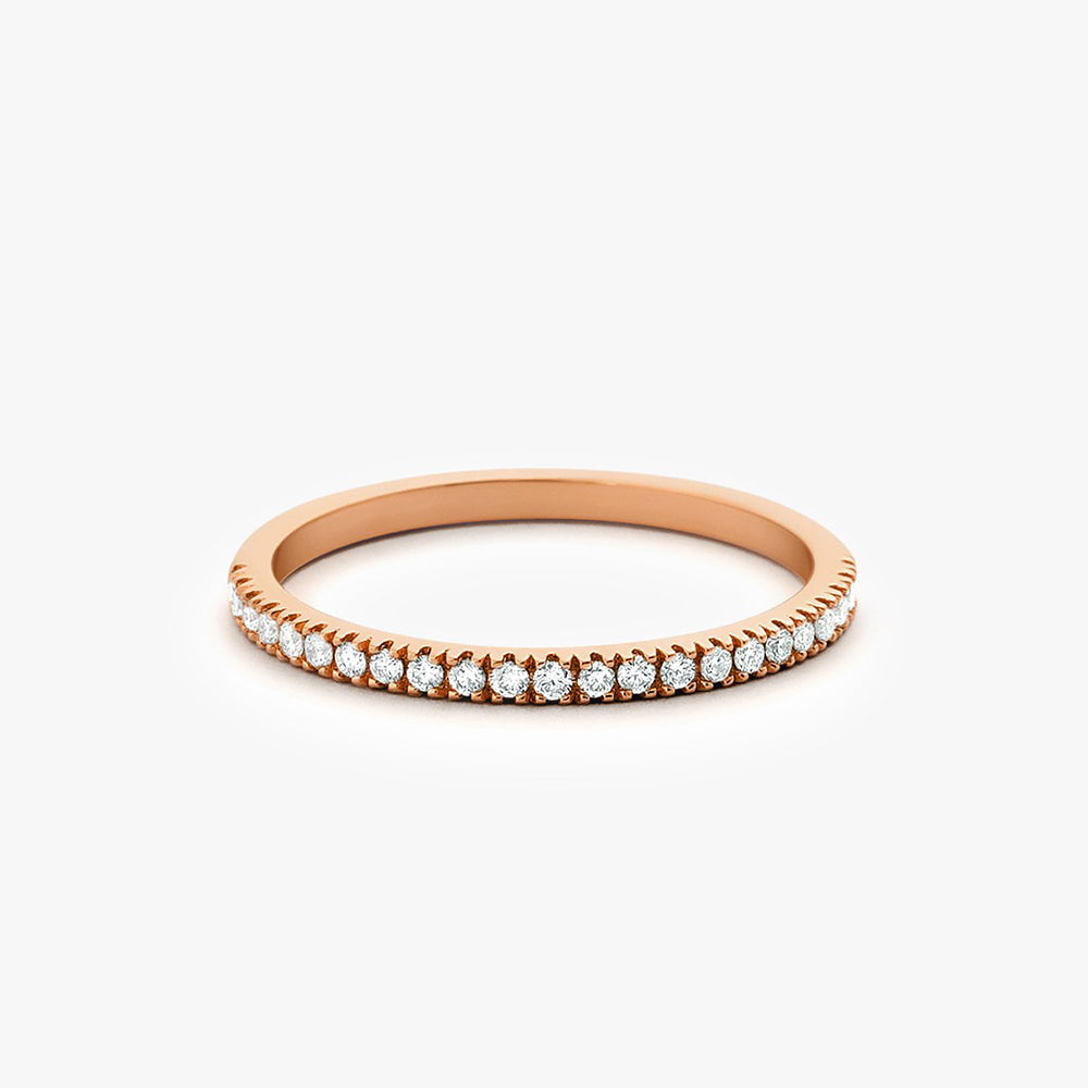 OBFJ1658 - 14K Gold 1.5MM Half Eternity Diamond Ring 5