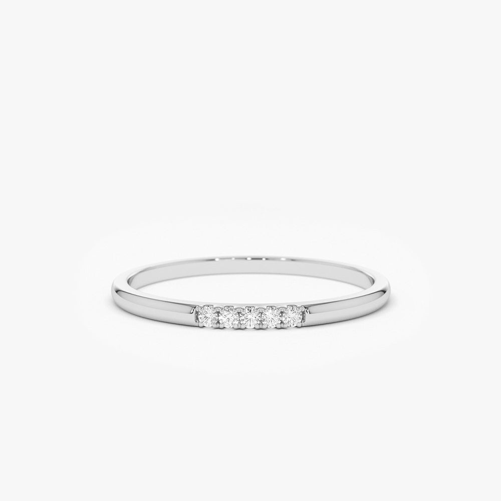 OBFJ1653 - 14K Gold 5 Stone Pave Diamond Band 5
