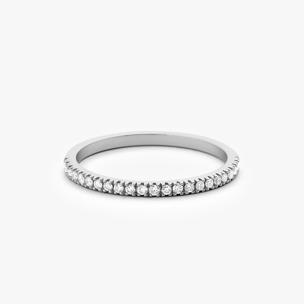 OBFJ1658 - 14K Gold 1.5MM Half Eternity Diamond Ring 6