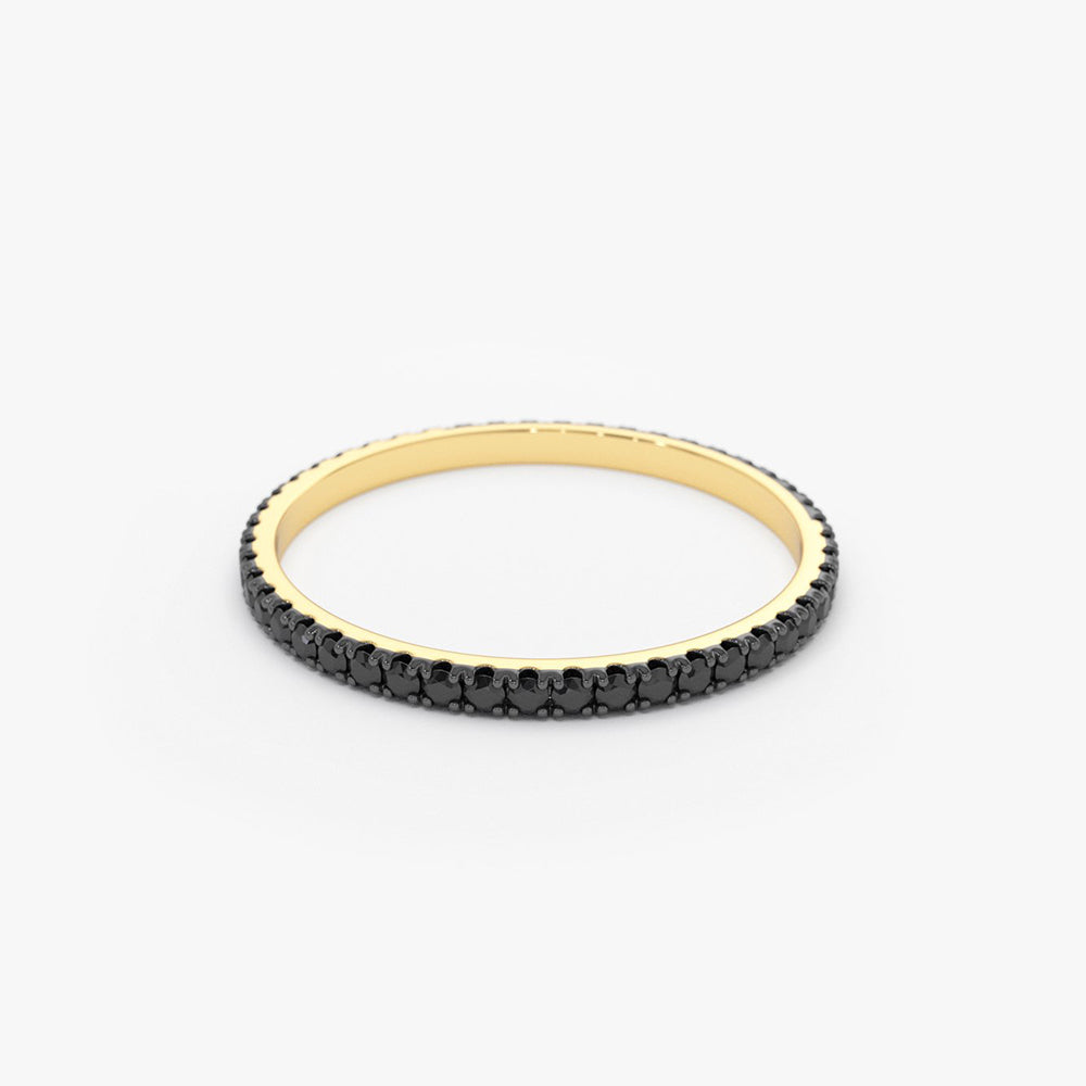 OBFJ1587 - 14K Gold Black Diamond Eternity Band 5