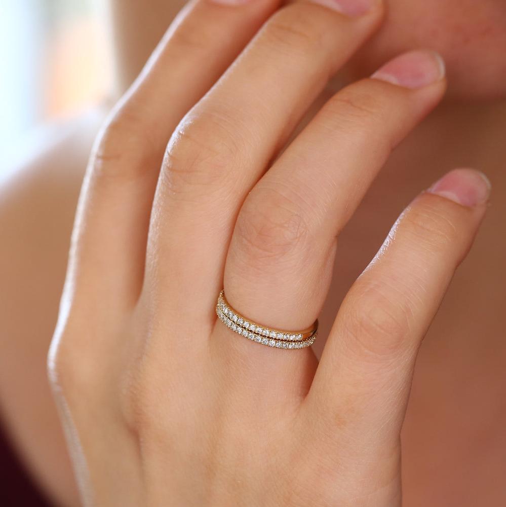 OBFJ1700 - 14K Gold 1.5MM Full Eternity Diamond Ring 4