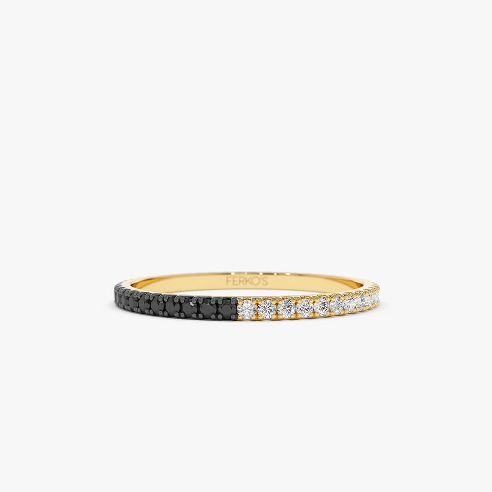 OBFJ2056 - 14k Black & White Diamond Micro Pave Eternity Band 1