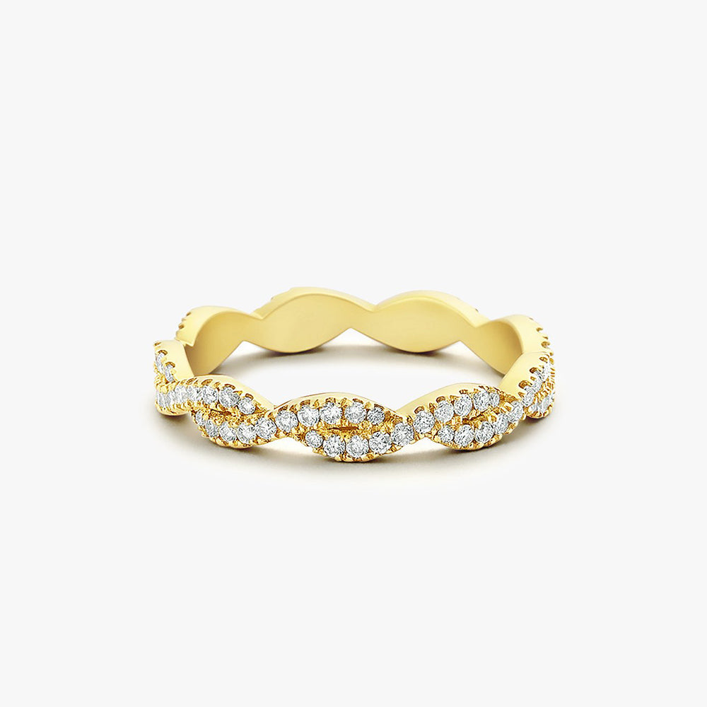 OBFJ1643 - 14K Gold Infinity Diamond Eternity Wedding Band 1