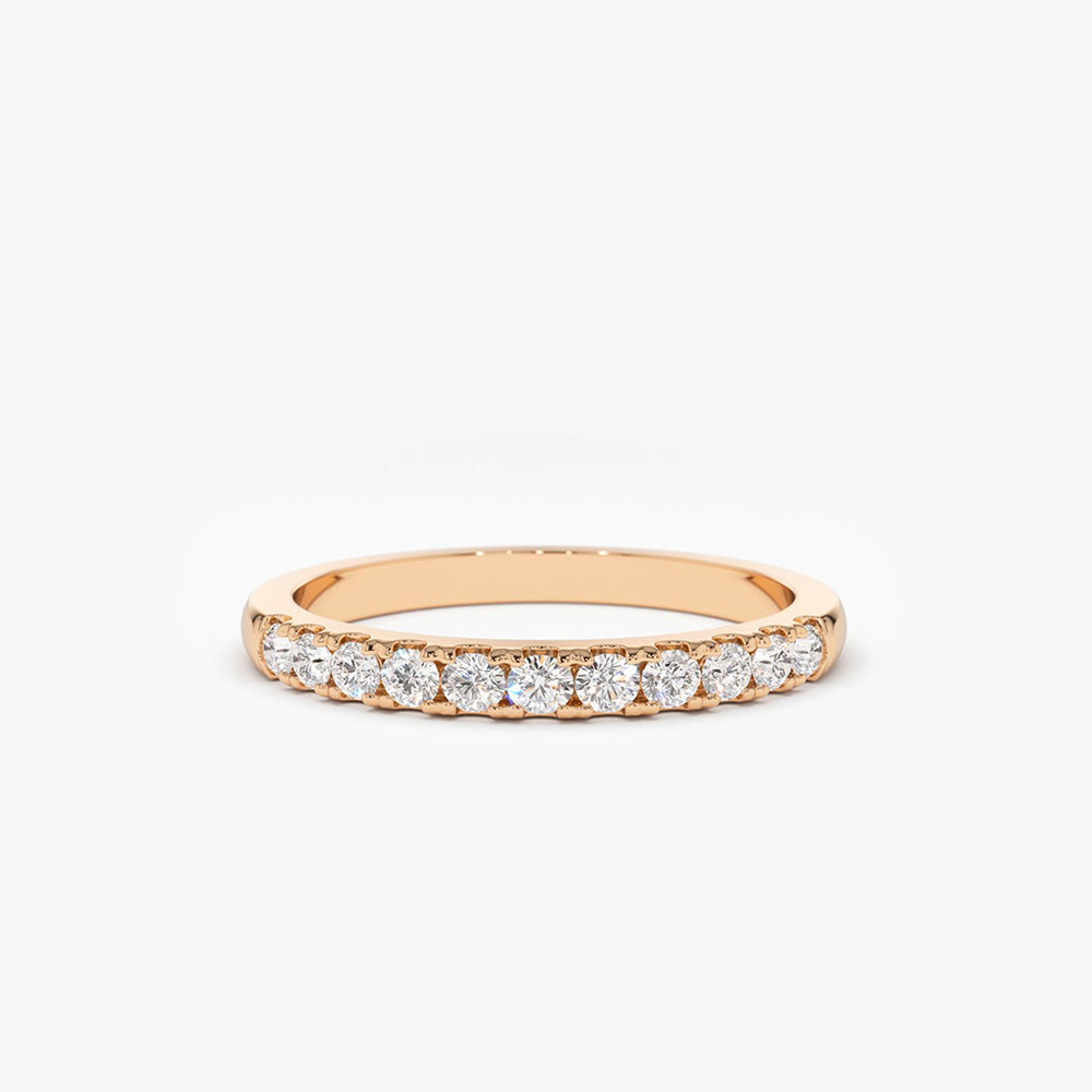 OBFJ1619 - 14K Gold 11 Stone Diamond Wedding Band 1/3ct 3