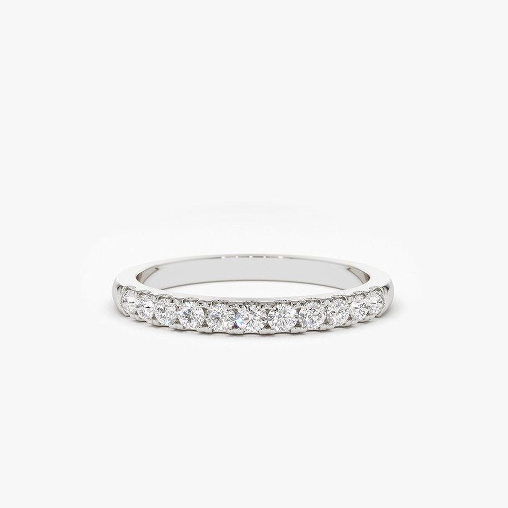 OBFJ1619 - 14K Gold 11 Stone Diamond Wedding Band 1/3ct 4