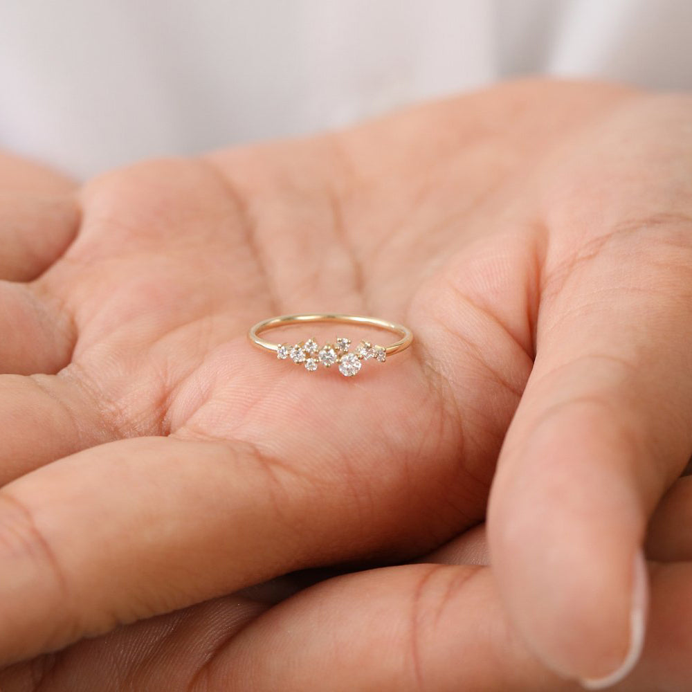 OBFJ1625 - 14k Gold Diamond Cluster Ring 6