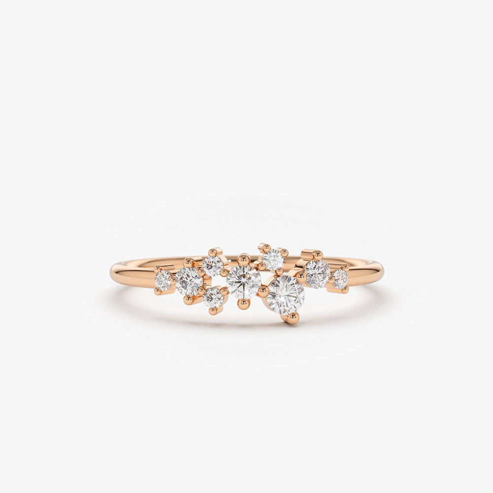 OBFJ0235 - 14k Rose Gold Diamond Cluster Ring 1