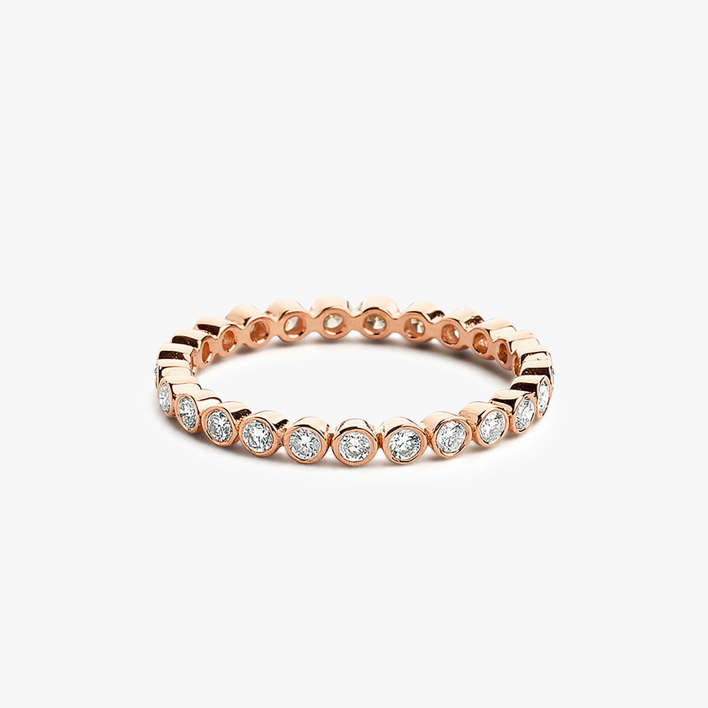 OBFJ1626 - 14K Gold Bezel Setting Round Brilliant Cut Diamond Eternity Ring 4