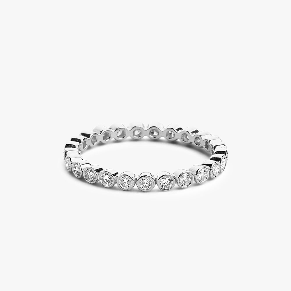 OBFJ1626 - 14K Gold Bezel Setting Round Brilliant Cut Diamond Eternity Ring 5