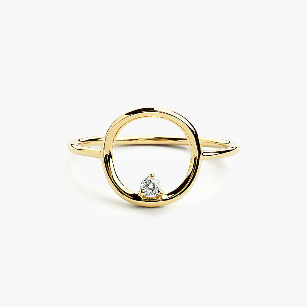 OBFJ1624 - 14K Gold Circle Diamond Ring 1