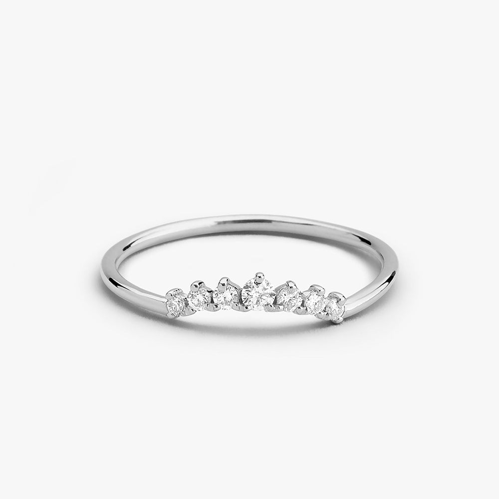 OBFJ1629 - 14K Gold Curved Diamond Ring 6