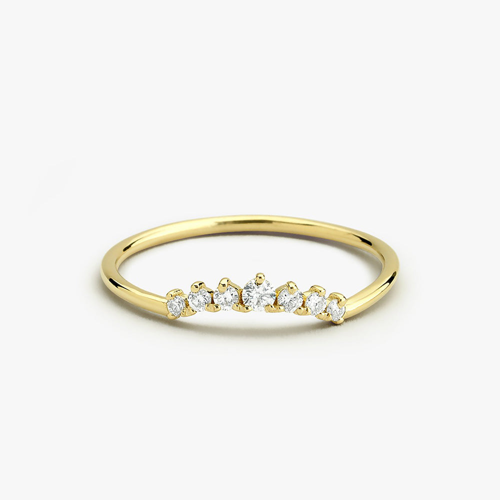 OBFJ1629 - 14K Gold Curved Diamond Ring 1