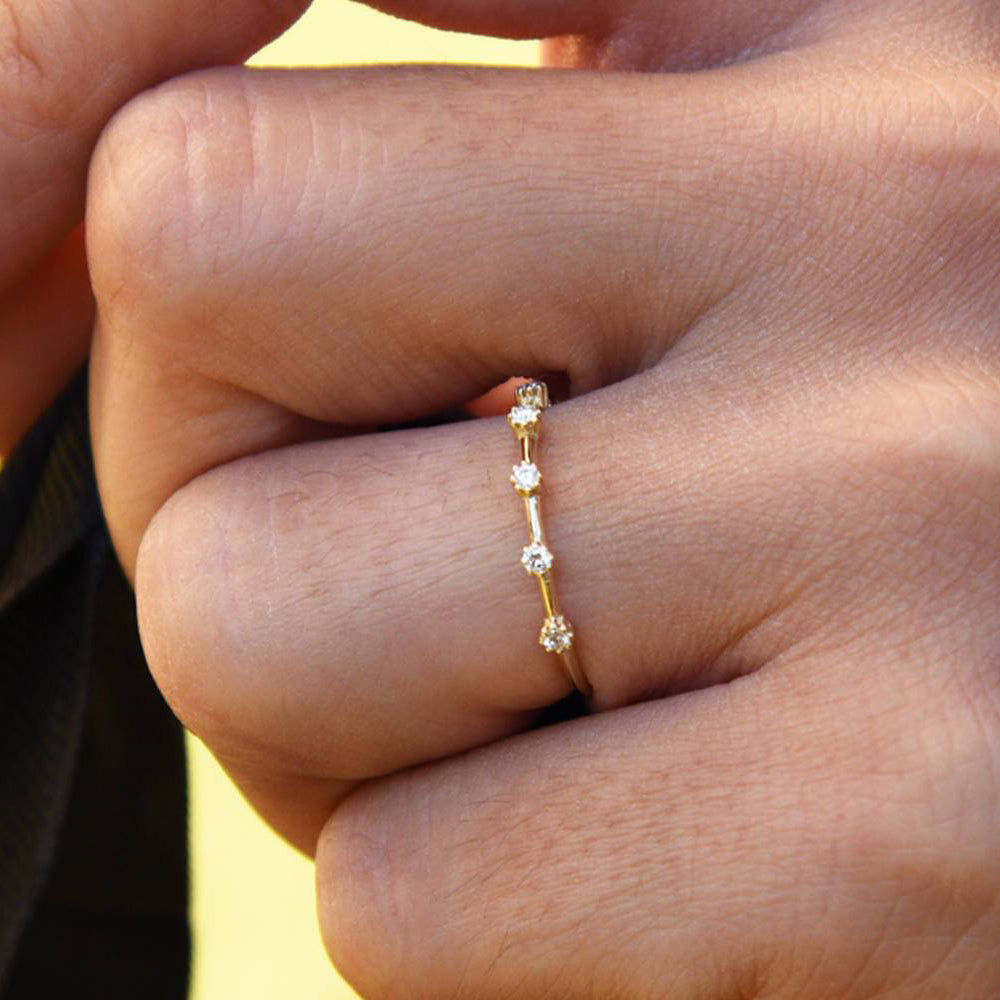 OBFJ1661 - 14k Gold Diamond Stacking Ring 2