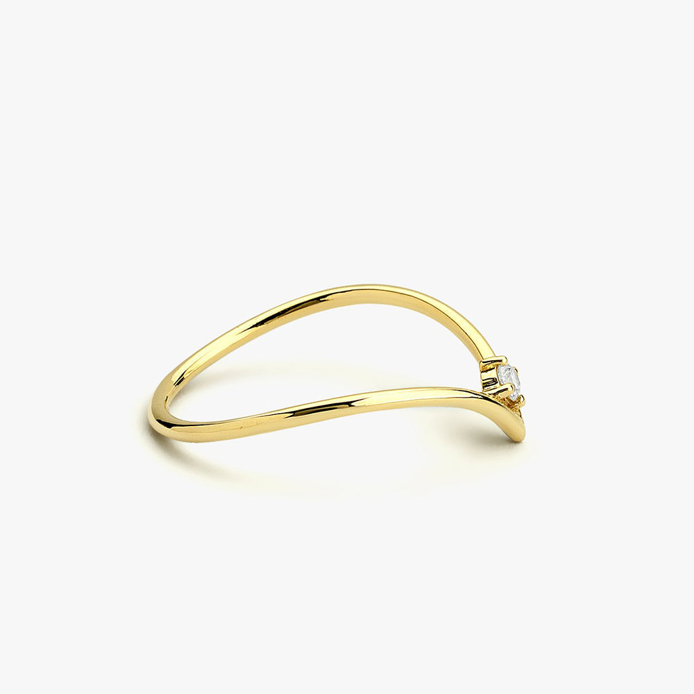 OBFJ1663 - 14K Gold Chevron Diamond Ring 6