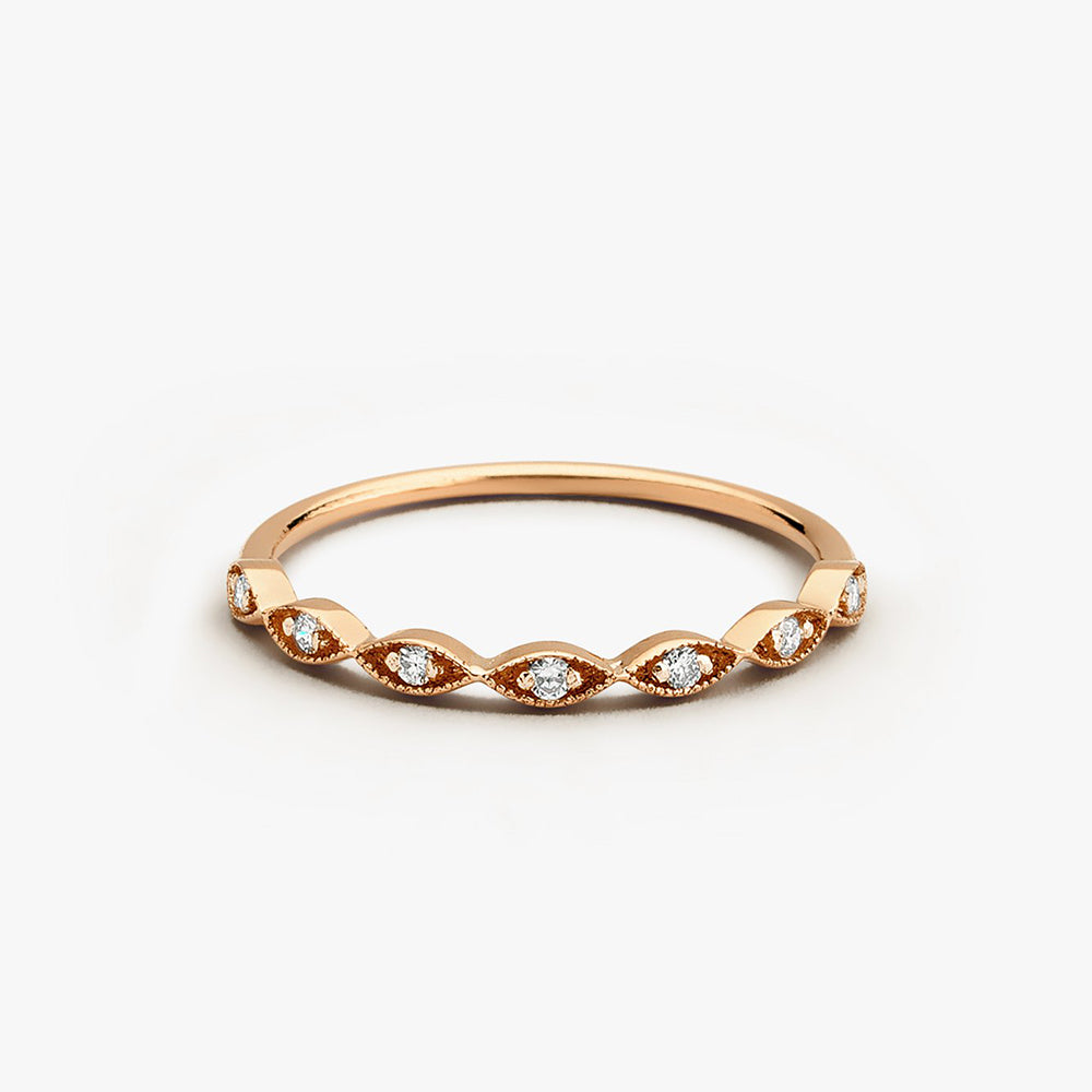 OBFJ1630 - 14k Gold Petite Art Deco Wedding Band 3