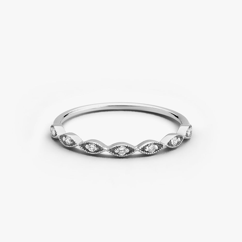 OBFJ1630 - 14k Gold Petite Art Deco Wedding Band 4