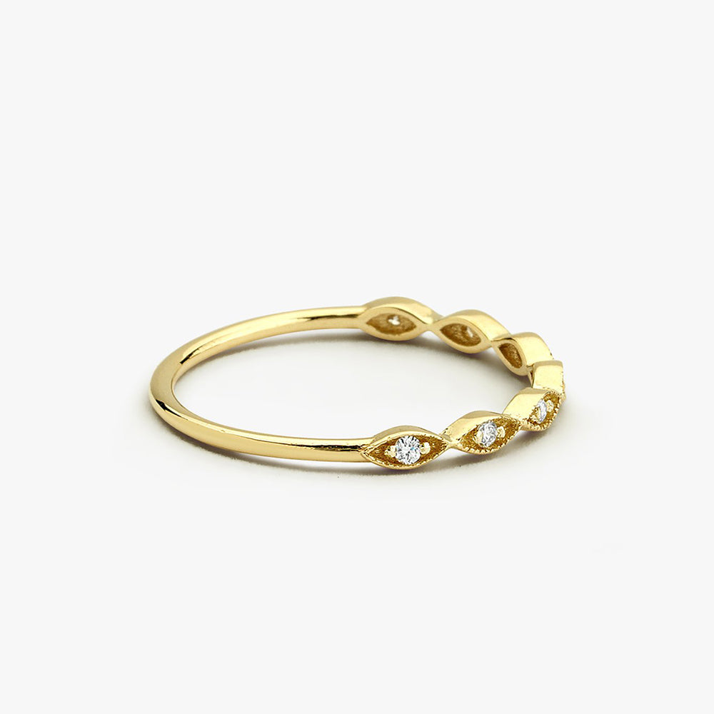 OBFJ1630 - 14k Gold Petite Art Deco Wedding Band 5