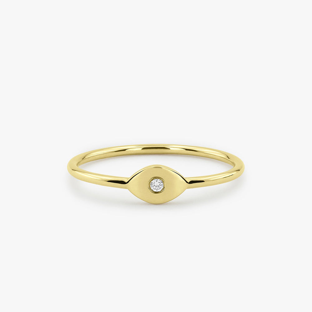 OBFJ1662 - 14K Gold Evil Eye Diamond Ring 1