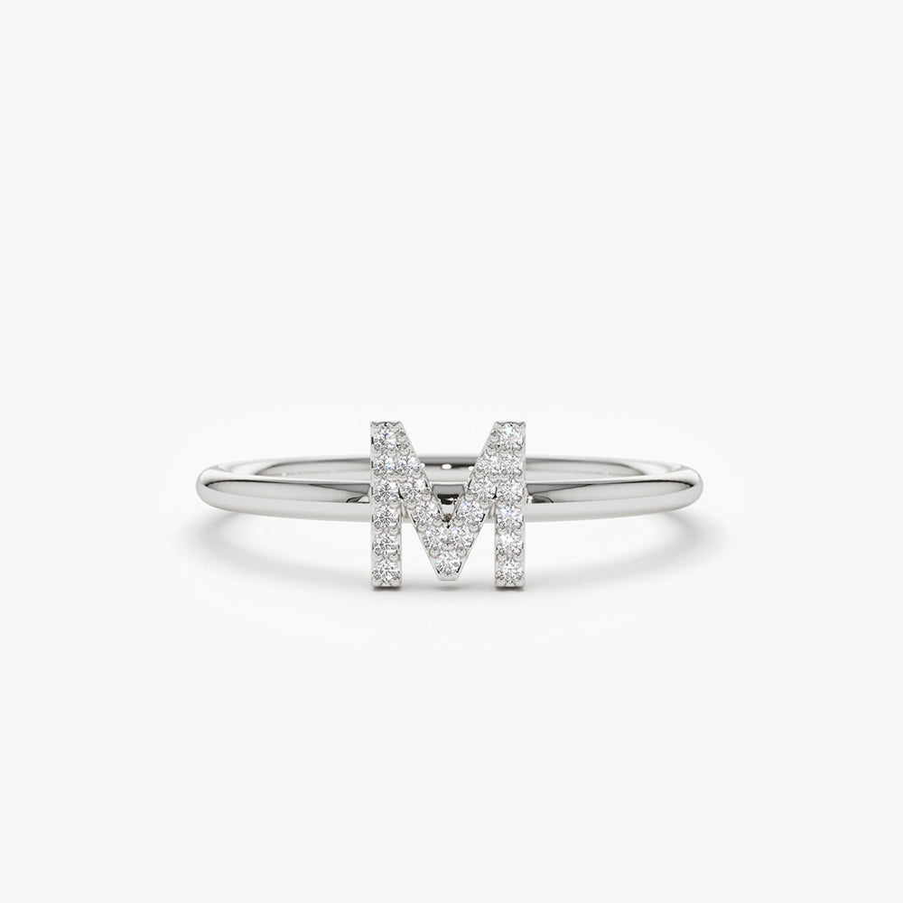 OBFJ1679 - 14K Gold Diamond Initial Ring 3