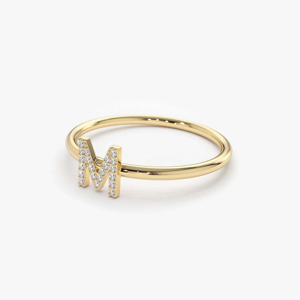 OBFJ1679 - 14K Gold Diamond Initial Ring 4