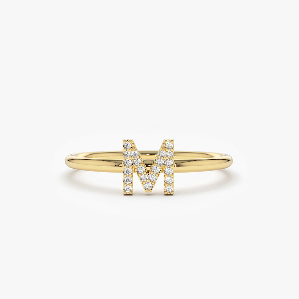 OBFJ1679 - 14K Gold Diamond Initial Ring 1