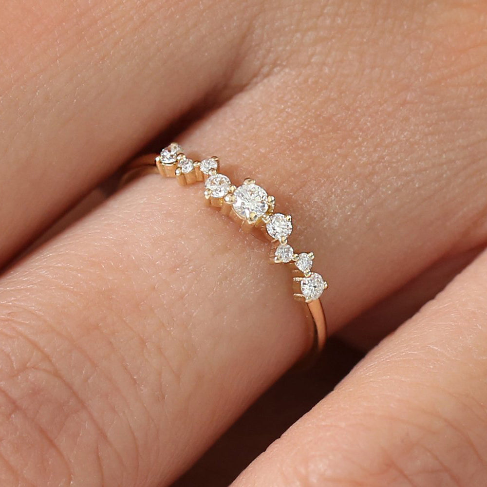 OBFJ1754 - 14k Multistone Diamond Cluster Ring 2
