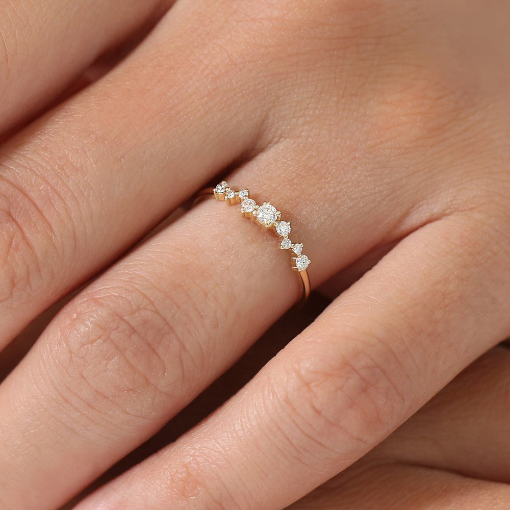 OBFJ1754 - 14k Multistone Diamond Cluster Ring 3