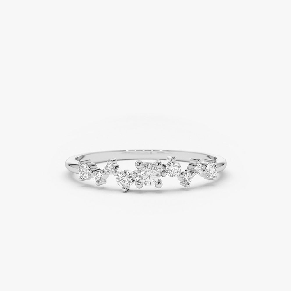 OBFJ1754 - 14k Multistone Diamond Cluster Ring 6