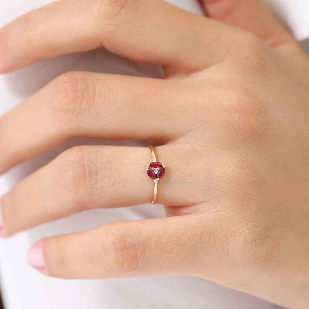 OBFJ1701 - 14k Ruby Cluster Diamond Ring 3